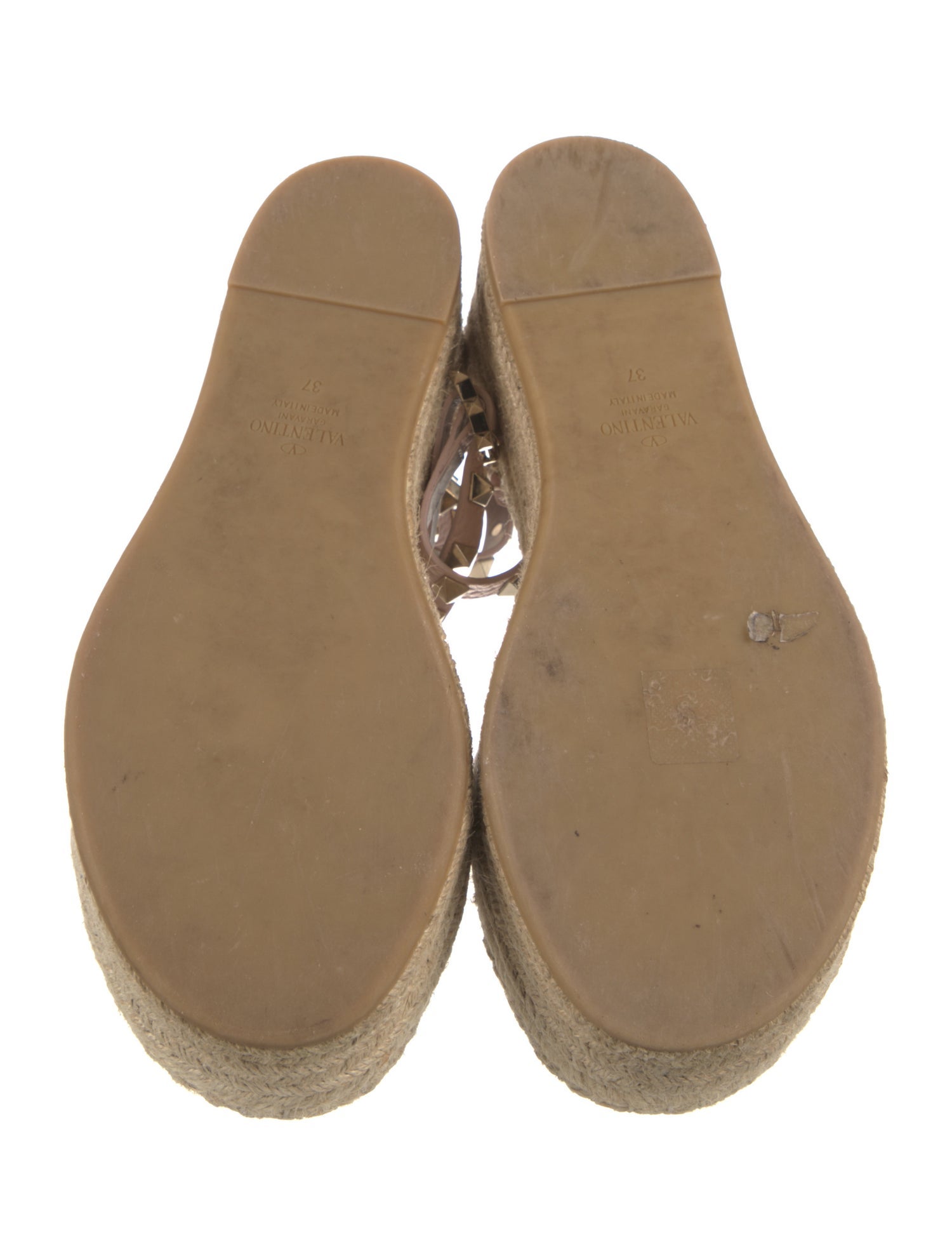 Valentino Rockstud Accents Leather Espadrilles